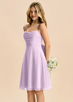 Azazie Bear Junior Frosted Lilac A-Line Pleated Chiffon Dress image4
