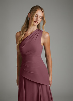 Azazie Holly Abiti da Damigella Abito A-Line in Chiffon Corsetto Sangria image7