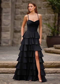 Rhythm Schwarz A-Linien-Ballkleid mit Rüschen image3