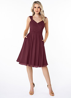 Azazie Angie Bridesmaid Dresses Cabernet A-Line Corset Chiffon Dress image1