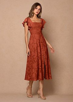 Midi jurk Talia Kastanjebruin image4