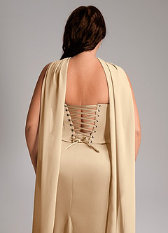Azazie Sorrel Jurken voor bruidsmeisjes Converteerbaar Jurk van Stretch Satijn met Zeemeermin Strapless Champagne image11