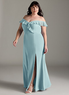 Azazie Sophie Bridesmaid Dresses Sea Glass A-Line Off the Shoulder Chiffon Convertible Dress image8