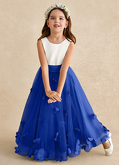 Azazie Vi Flower Girl Dresses Royal Blue A-Line Sleeveless Tulle Dress image6