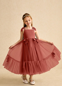 Azazie Jaci Sukienki dla dziewczynek sypiących kwiaty Linia A Pasek spaghetti Szyfon Długość kostki Sukienka image4