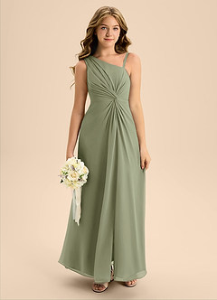 Azazie Brooke Junior Pistachio A-Line Side Slit Chiffon Dress image3