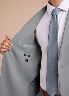 front Owen Gris Chaqueta de traje ligera a medida