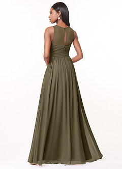 Azazie Nina Abiti da Damigella Abito A-Line in Chiffon Plissettato Willow Green image2
