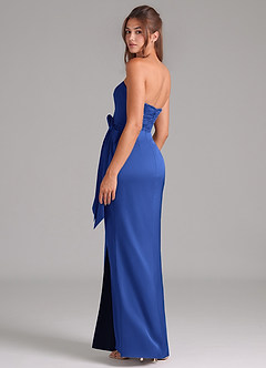 Azazie Jamie Bridesmaid Dresses Royal Blue A-Line Strapless Stretch Satin Convertible Dress image5