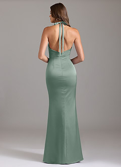 Azazie Valerie Brudtärnklänningar Klä av Sjöjungfru i Stretch Satin Plisserad Silversalvia image2