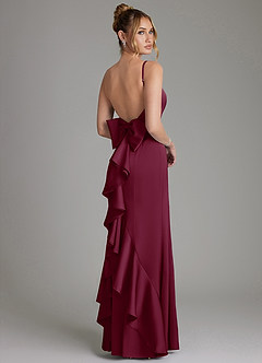 Azazie Zherra Bridesmaid Dresses Mulberry Mermaid Bow Stretch Satin Dress image1