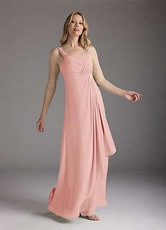 Azazie Weisz Kleider für die Brautmutter A-Linie Quadratischer Ausschnitt Gefaltet Chiffon Kleid Rosettenrosa image4