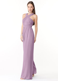 Azazie Berdie Robes de demoiselle d'honneur Combinaison en Mousseline de soie Dos nu Glycine image3