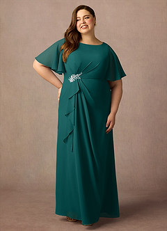 Azazie Rain Mother of the Bride Dresses Peacock Sheath Beaded Chiffon Dress image6