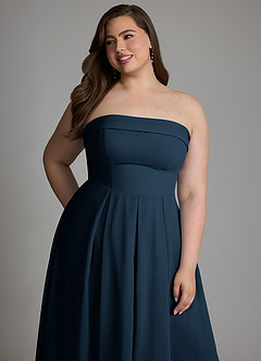 Azazie Lucienne Bridesmaid Dresses Dark Navy A-Line Strapless Chiffon Convertible Dress image13