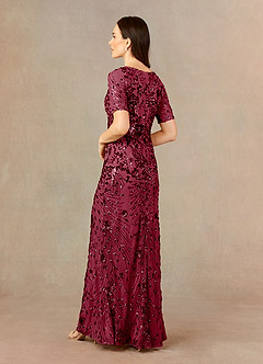 Upstudio Monte Final Sale Burgundy Mermaid V-Neck Sequins Sequins Dress image4