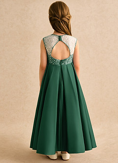 Azazie Candy Girl Final Sale Dark Green Ball-Gown Bow Matte Satin Dress image2