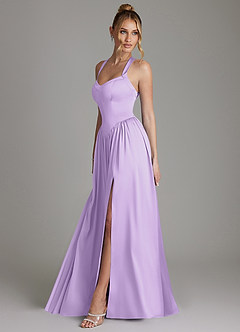 Azazie Francis Bridesmaid Dresses Lilac A-Line Corset Stretch Satin Dress image6