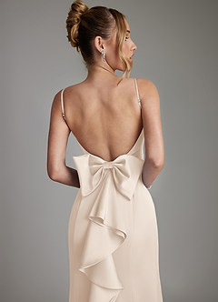 Azazie Zherra 신부 들러리 드레스 인어 절하다 스트레치 새틴 바닥 길이 드레스 image7