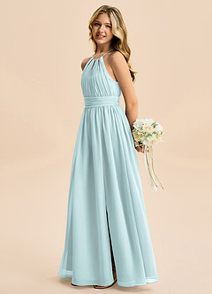 Azazie Noelle Junior Linia A Pofałdowany Szyfon Długość podłogi Młodsza druhna Sukienka image3