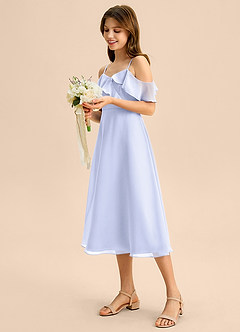 Azazie Kamilla Junior A-Linie Schulterfrei Chiffon Kleid Lavendel image3