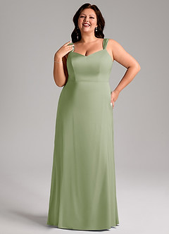 Azazie Denice Bridesmaid Dresses Dusty Sage Sheath Pleated Stretch Satin Dress image10