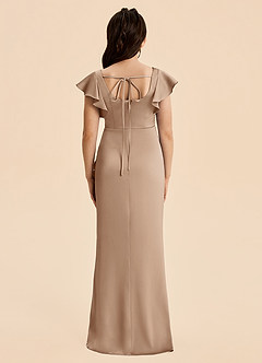 Azazie Demi Junior Robe Sirène en Satin extensible Arc Taupe image2