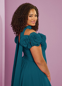 Barbie ♥ Azazie Bridesmaid Dresses Ink Blue A-Line Off the Shoulder Chiffon Convertible Dress image11