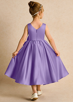 Azazie Hermia Flower Girl Dresses Tahiti A-Line Sleeveless Matte Satin Dress image2