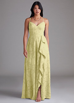 Azazie Naeem Bridesmaid Dresses Lemon Sorbet A-Line Floral Burnout Dress image1