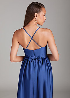 Azazie Llana Maternity Bridesmaid Dresses A-Line Stretch Satin Floor-Length Dress with Pockets image4