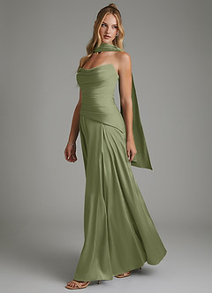 Azazie Gabriela Bridesmaid Dresses Garden Sage A-Line Corset Stretch Satin Dress image6