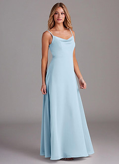 Azazie Daenerys Bridesmaid Dresses Sky Blue A-Line Cowl Chiffon Dress image5