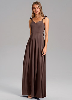 Azazie Everett Bridesmaid Dresses Ganache A-Line Stretch Satin Dress image4