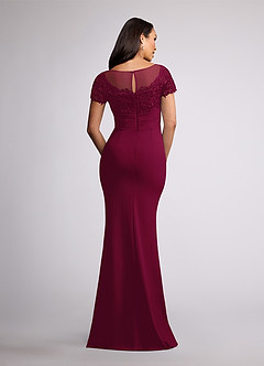 Azazie Susan Abiti per la Madre della Sposa Abito Tubino in Crepe Elasticizzato Pizzo Borgogna image4