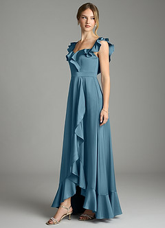 Azazie Lyra Bridesmaid Dresses Bermuda A-Line Off the Shoulder Stretch Satin Convertible Dress image4