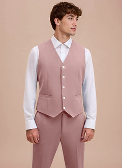 front Ethan Dusty Rose Refined Weave Suit Vest
