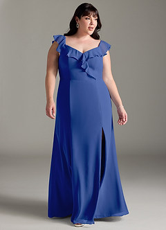 Azazie Sophie Bridesmaid Dresses Royal Blue A-Line Off the Shoulder Chiffon Convertible Dress image9