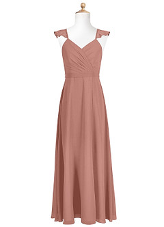 Azazie Emily Junior Cedar Rose A-Line Ruched Chiffon Dress image5