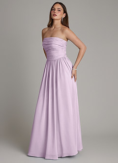 Azazie Andreina Brautjungfernkleider Eine Linie Plissee Chiffon Kleid Frostiges Flieder image4
