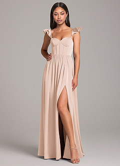 Azazie Denisse Bridesmaid Dresses Blushing Pink A-Line Ruched Stretch Satin Dress image4