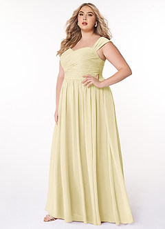 Azazie Zapheira Bridesmaid Dresses Lemon Sorbet A-Line Ruched Chiffon Dress image7
