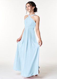 Azazie Anthea Junior Sky Blue Pleated Chiffon Dress image4