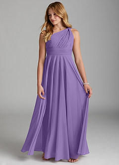 Azazie Charlize Junior Tahiti A-Line Mesh Dress image4