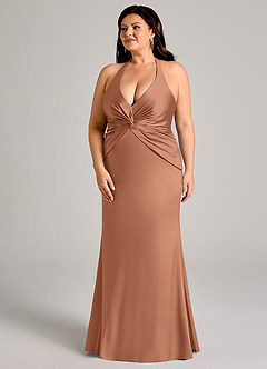 Azazie Valerie Suknie dla druhen Syrena Pofałdowany Satyna elastyczna Do ziemi Sukienka image11