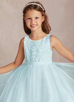 Azazie Calla Flower Girl Dresses Sea Glass Ball-Gown Lace Tulle Dress image1