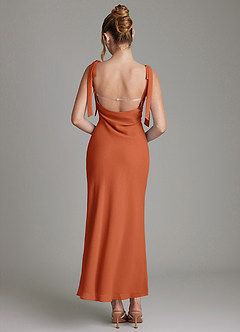 Azazie Luddie Abiti da Damigella Abito Sirena in Chiffon Fiocco Arancia Bruciata image5