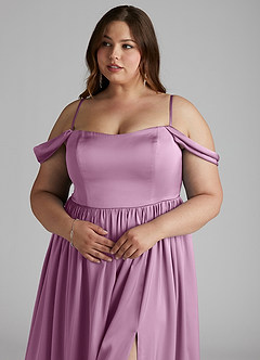 Azazie Morana Brautjungfernkleider Wandelbar A-Linie Schulterfrei Stretch-Satin Kleid Blauregen image15