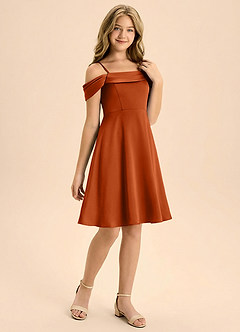 Azazie Anselie Junior Klä av A-Line i Stretch Satin Plisserad image6