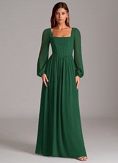 Azazie Maree Bridesmaid Dresses Dark Green A-Line Corset Chiffon Dress image5